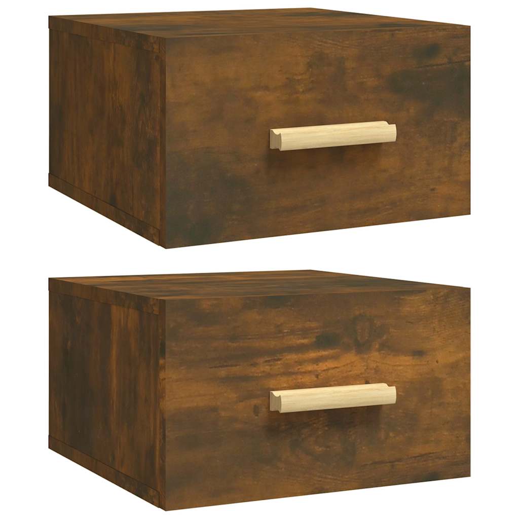 Nachtkastjes 2 st wandgemonteerd 35x35x20 cm gerookt eikenkleur is nu te koop bij PeponiXL, paradijselijk wonen!