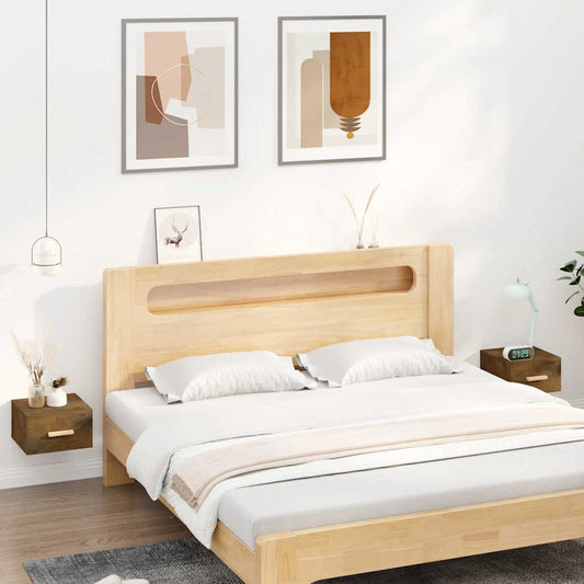 Nachtkastjes 2 st wandgemonteerd 35x35x20 cm gerookt eikenkleur is nu te koop bij PeponiXL, paradijselijk wonen!