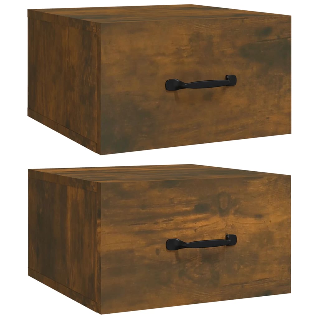 Nachtkastjes 2 st wandgemonteerd 35x35x20 cm gerookt eikenkleur is nu te koop bij PeponiXL, paradijselijk wonen!