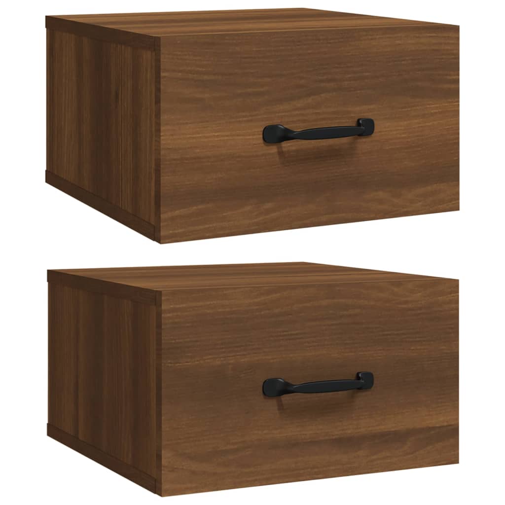 Nachtkastjes 2 st wandgemonteerd 35x35x20 cm bruin eikenkleur is nu te koop bij PeponiXL, paradijselijk wonen!