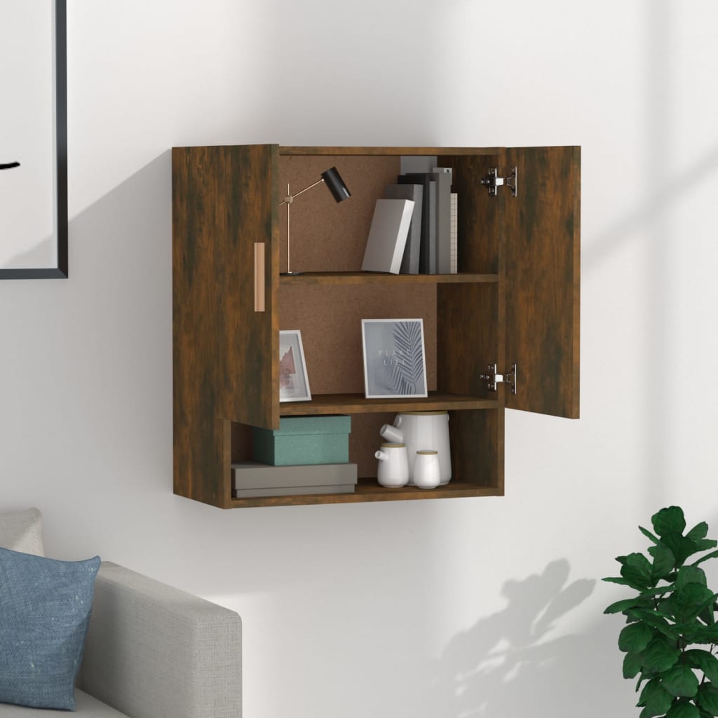 Wandkast 60x31x70 cm bewerkt hout gerookt eikenkleurig is nu te koop bij PeponiXL, paradijselijk wonen!