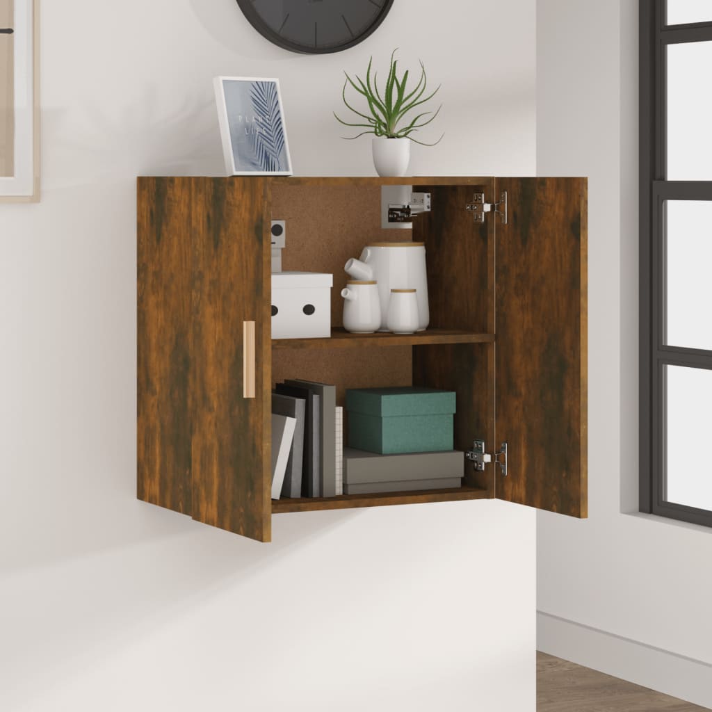 Wandkast 60x30x60 cm bewerkt hout gerookt eikenkleurig is nu te koop bij PeponiXL, paradijselijk wonen!