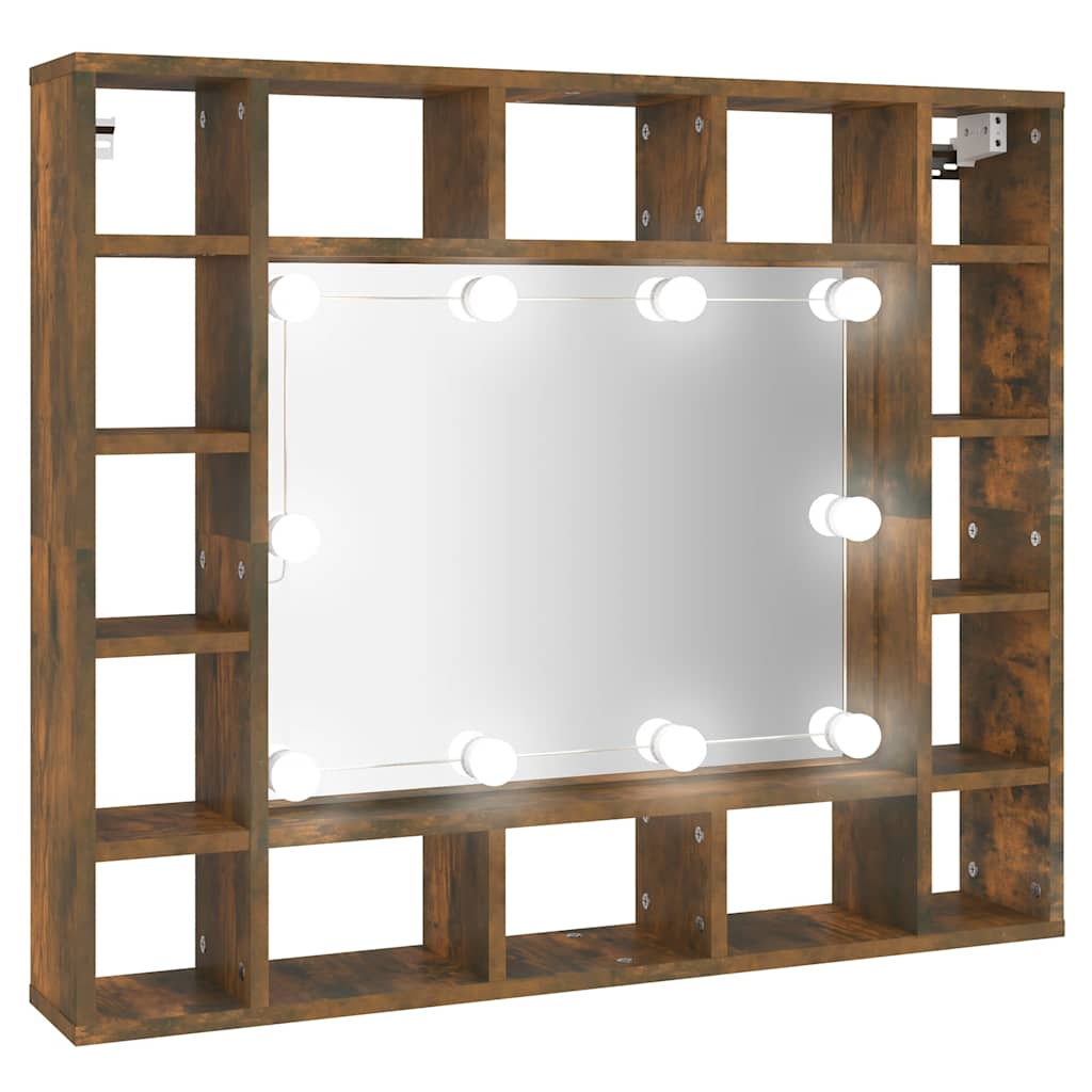 Spiegelkast met LED-verlichting 91x15x76,5 cm gerookt eiken is nu te koop bij PeponiXL, paradijselijk wonen!