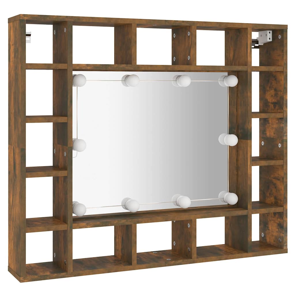 Spiegelkast met LED-verlichting 91x15x76,5 cm gerookt eiken is nu te koop bij PeponiXL, paradijselijk wonen!