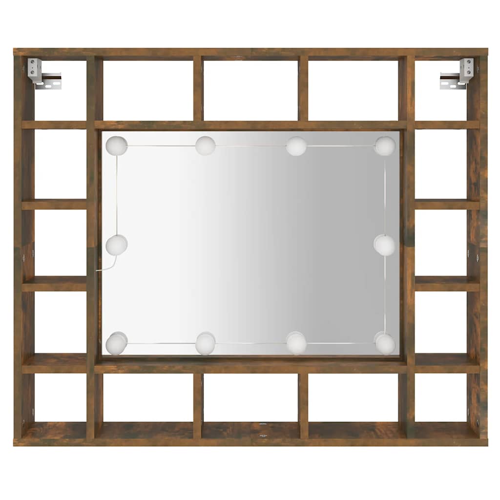 Spiegelkast met LED-verlichting 91x15x76,5 cm gerookt eiken is nu te koop bij PeponiXL, paradijselijk wonen!