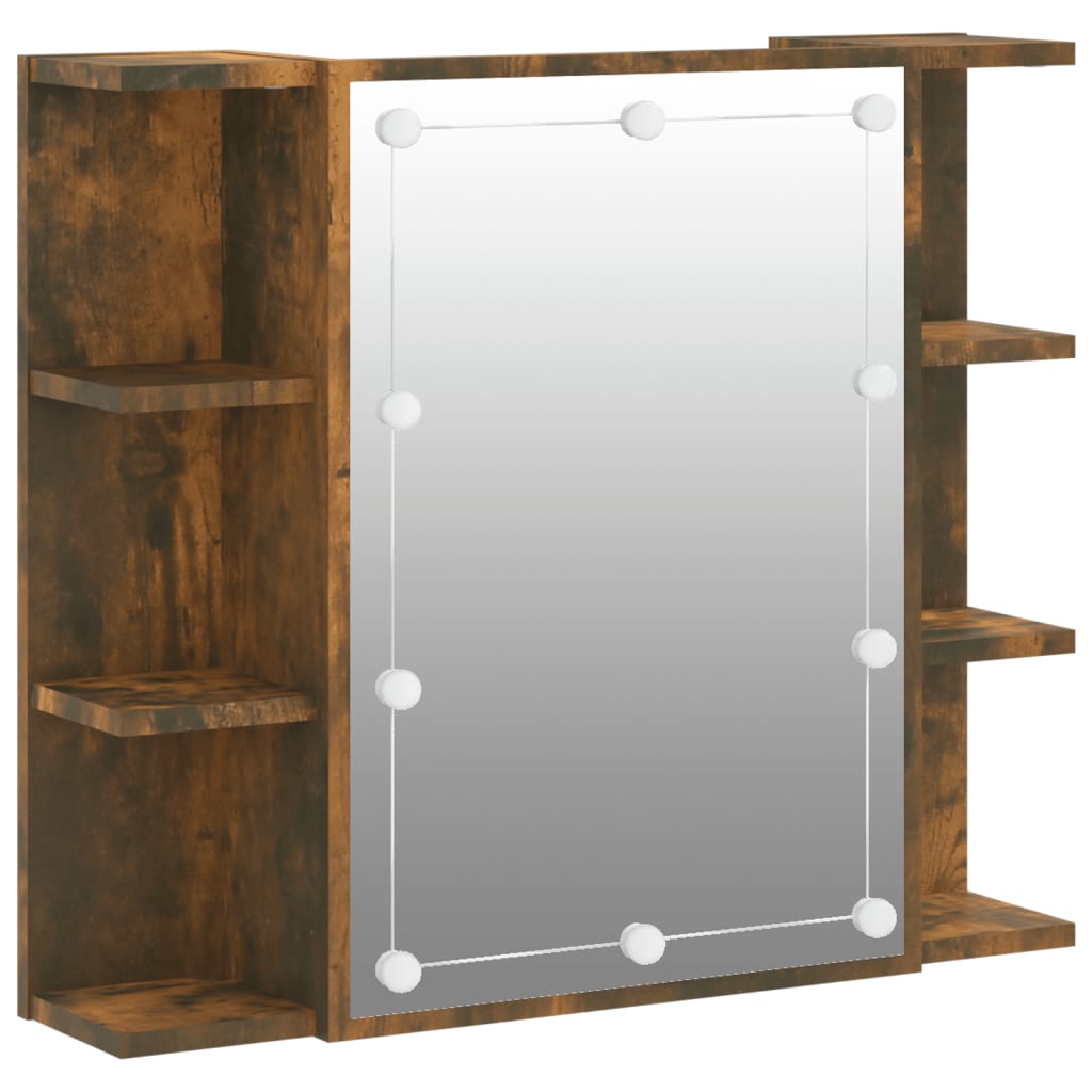 Spiegelkast met LED-verlichting 70x16,5x60 cm gerookt eiken is nu te koop bij PeponiXL, paradijselijk wonen!