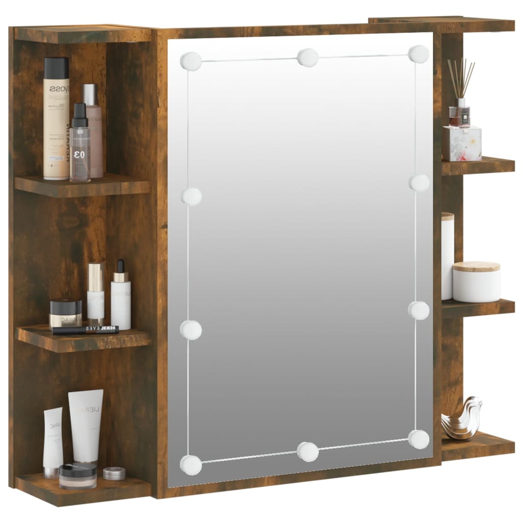 Spiegelkast met LED-verlichting 70x16,5x60 cm gerookt eiken is nu te koop bij PeponiXL, paradijselijk wonen!
