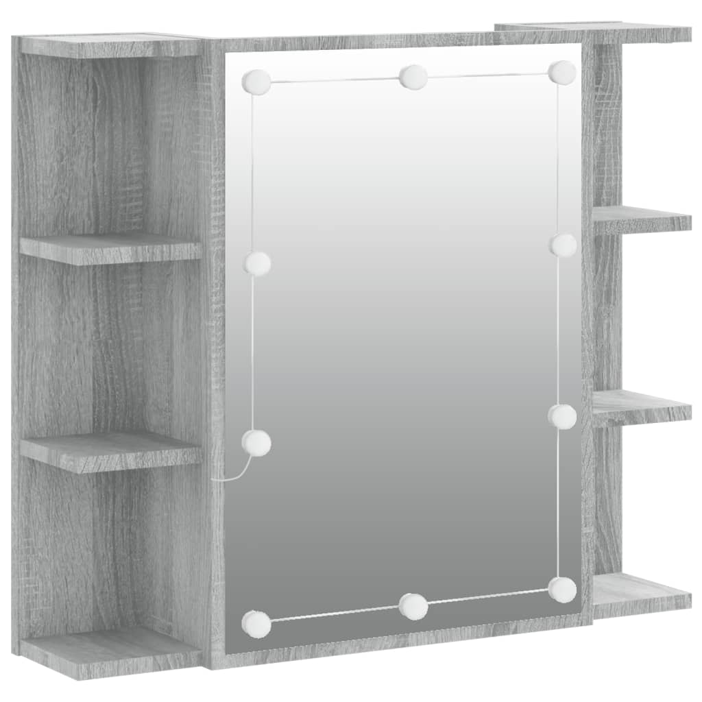 Spiegelkast met LED-verlichting 70x16,5x60 cm grijs sonoma is nu te koop bij PeponiXL, paradijselijk wonen!