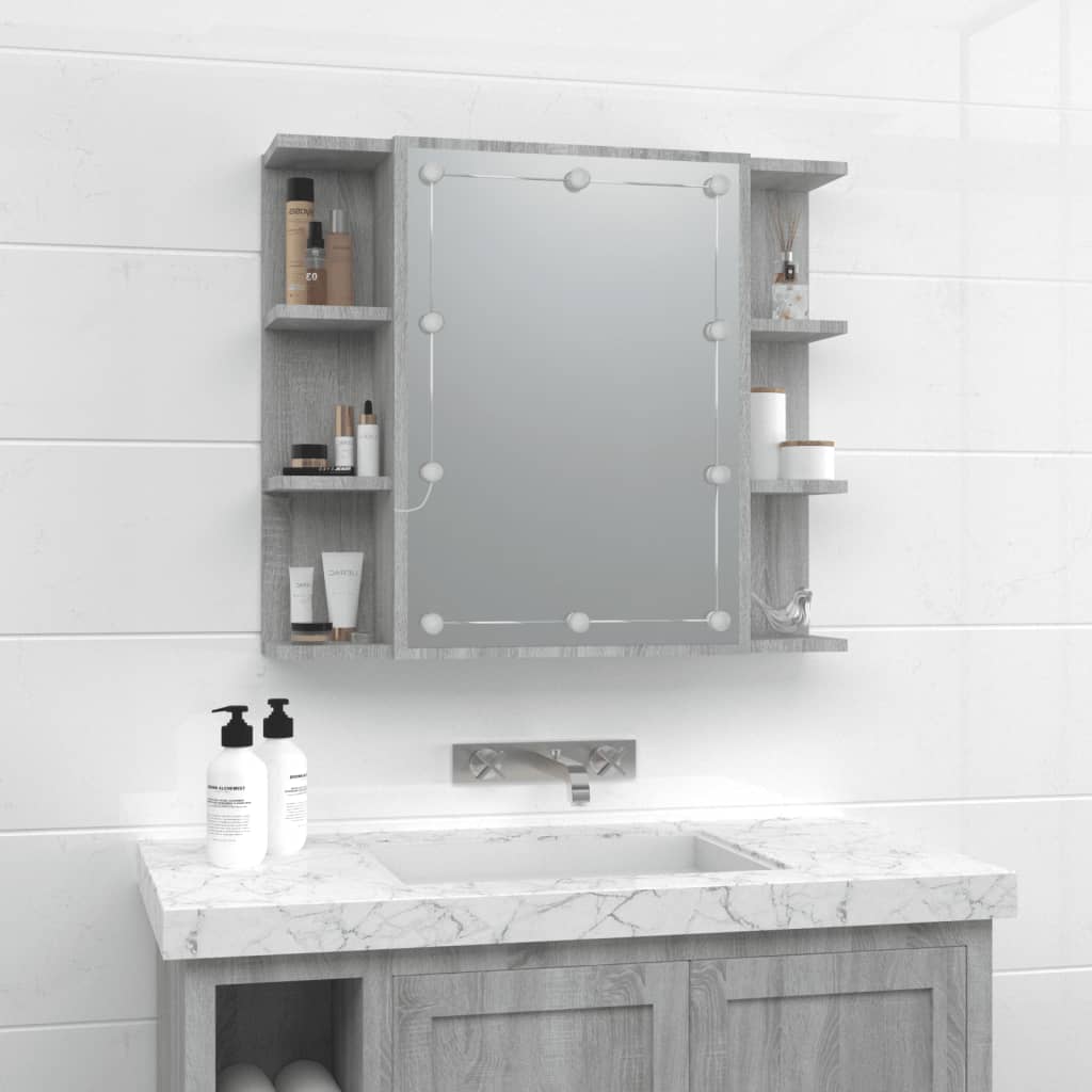Spiegelkast met LED-verlichting 70x16,5x60 cm grijs sonoma is nu te koop bij PeponiXL, paradijselijk wonen!