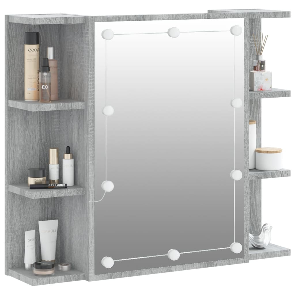 Spiegelkast met LED-verlichting 70x16,5x60 cm grijs sonoma is nu te koop bij PeponiXL, paradijselijk wonen!