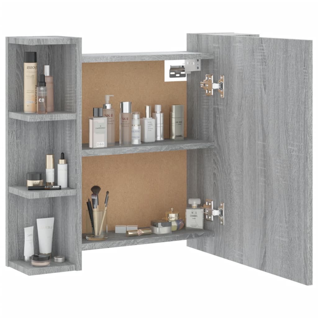 Spiegelkast met LED-verlichting 70x16,5x60 cm grijs sonoma is nu te koop bij PeponiXL, paradijselijk wonen!