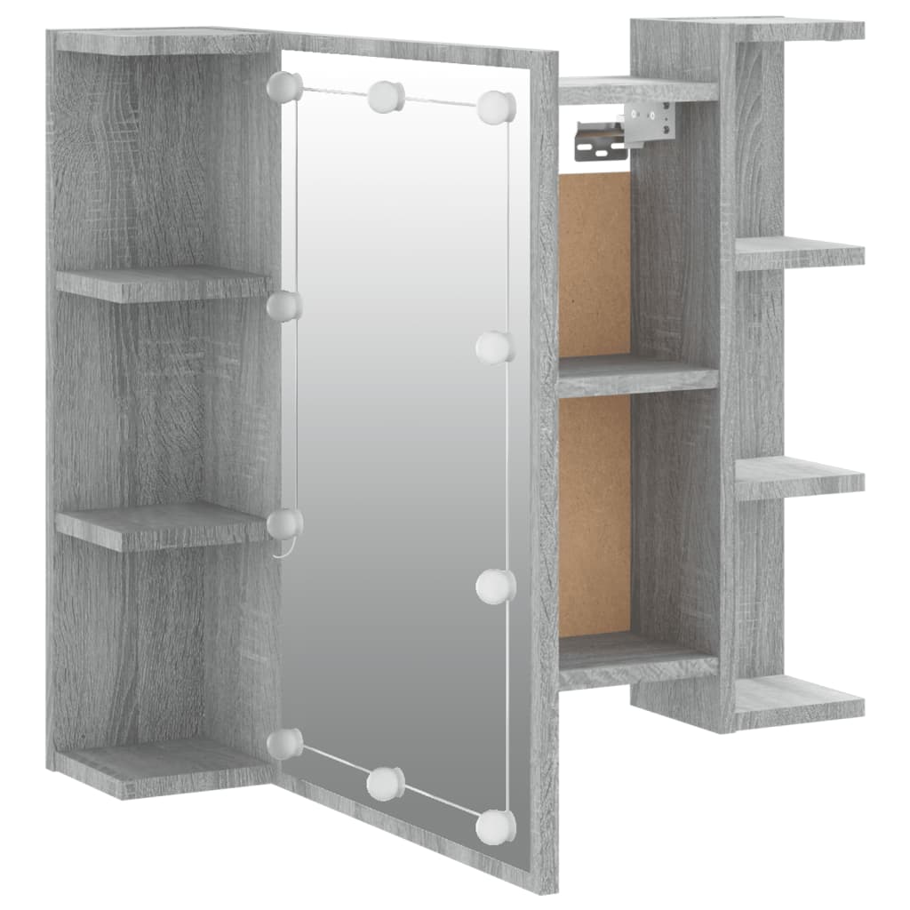 Spiegelkast met LED-verlichting 70x16,5x60 cm grijs sonoma is nu te koop bij PeponiXL, paradijselijk wonen!