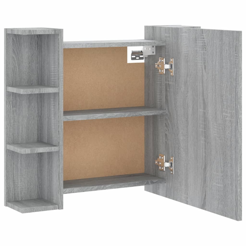 Spiegelkast met LED-verlichting 70x16,5x60 cm grijs sonoma is nu te koop bij PeponiXL, paradijselijk wonen!