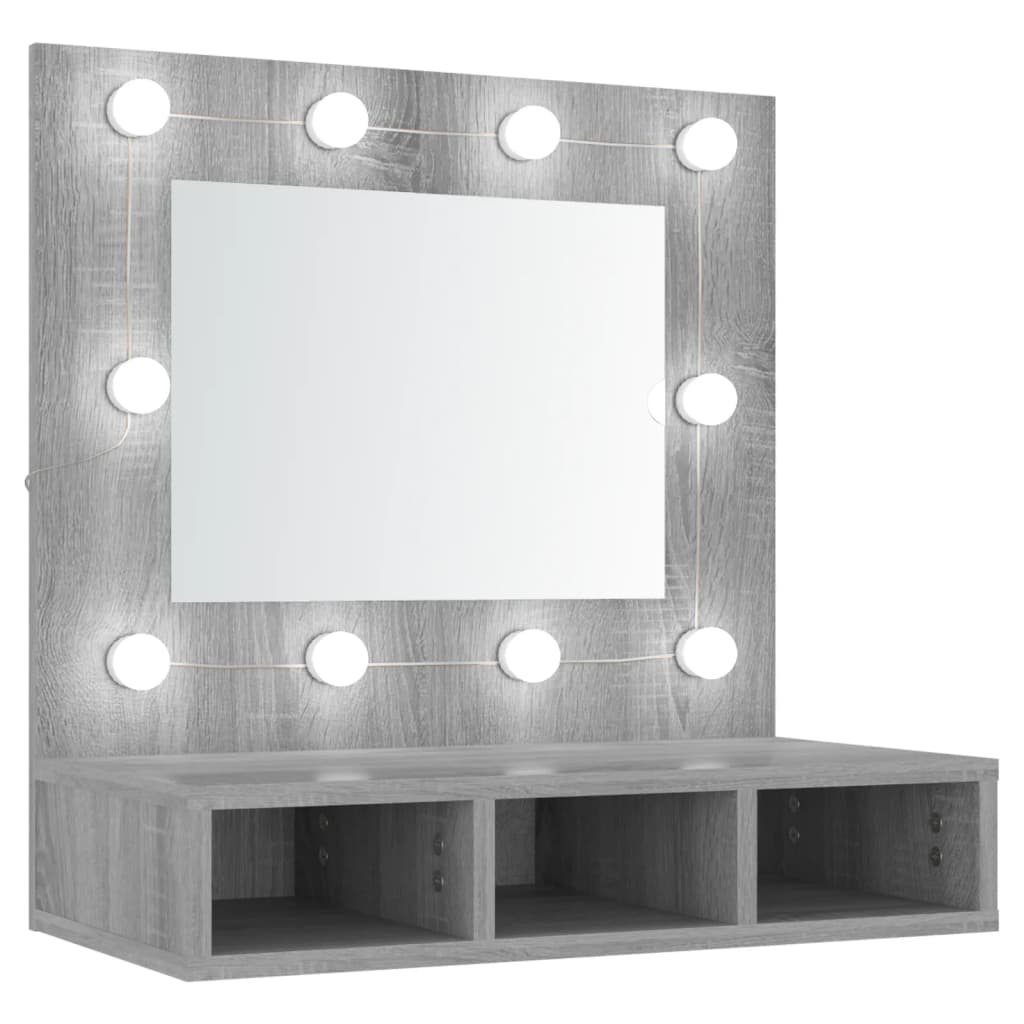 Spiegelkast met LED-verlichting 60x31,5x62 cm grijs sonoma is nu te koop bij PeponiXL, paradijselijk wonen!