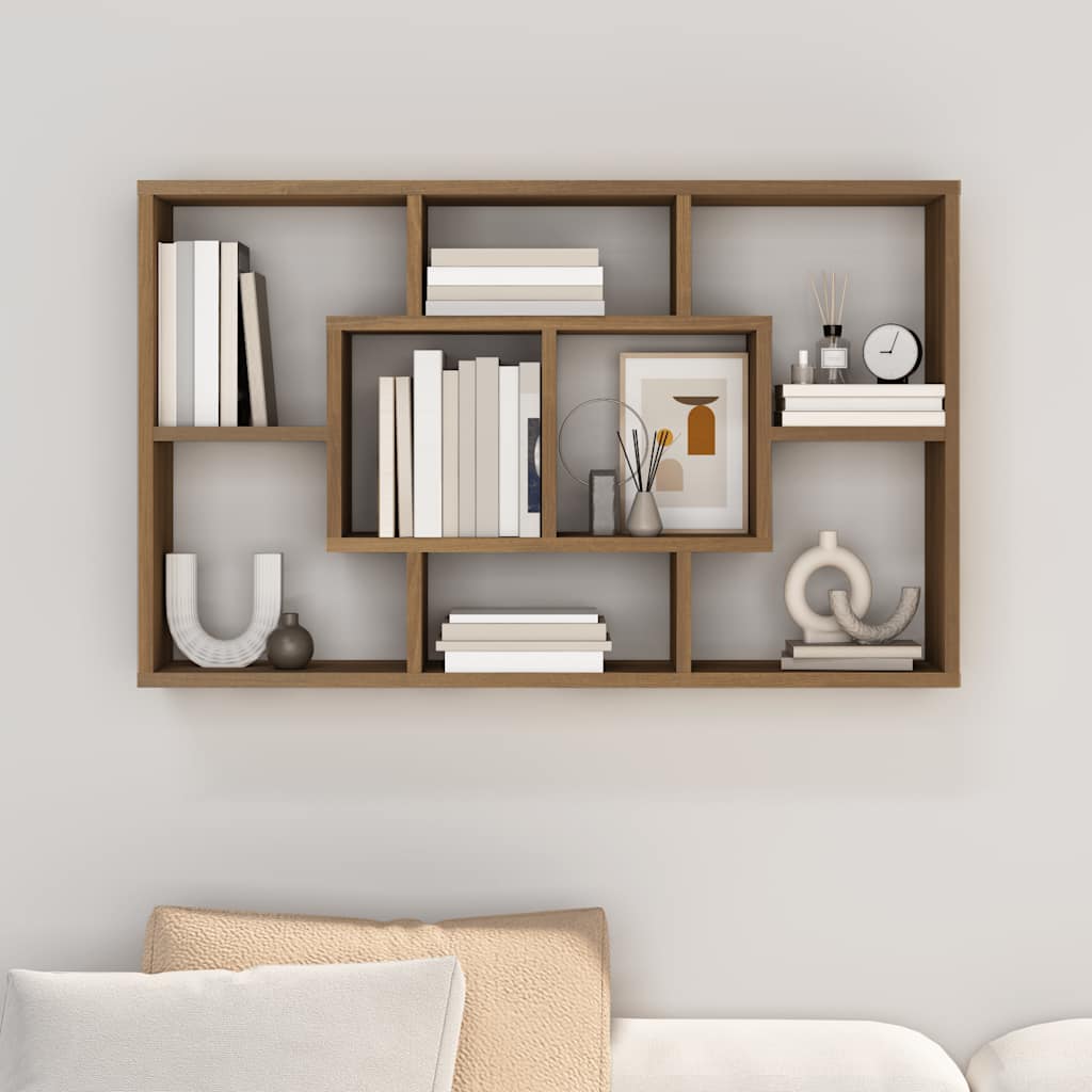 Wandschap 85x16x52,5 cm bewerkt hout bruin eikenkleur is nu te koop bij PeponiXL, paradijselijk wonen!