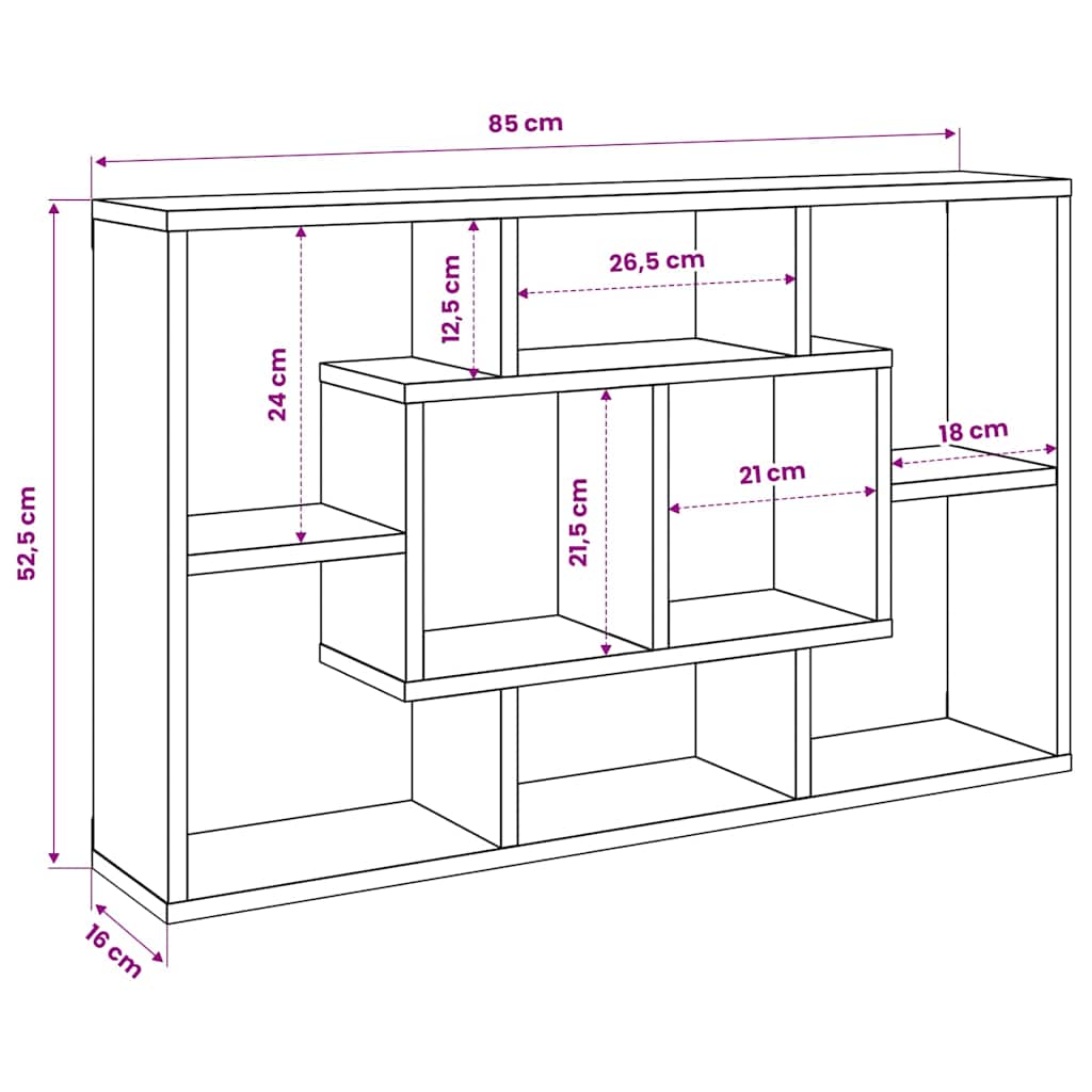 Wandschap 85x16x52,5 cm bewerkt hout bruin eikenkleur is nu te koop bij PeponiXL, paradijselijk wonen!
