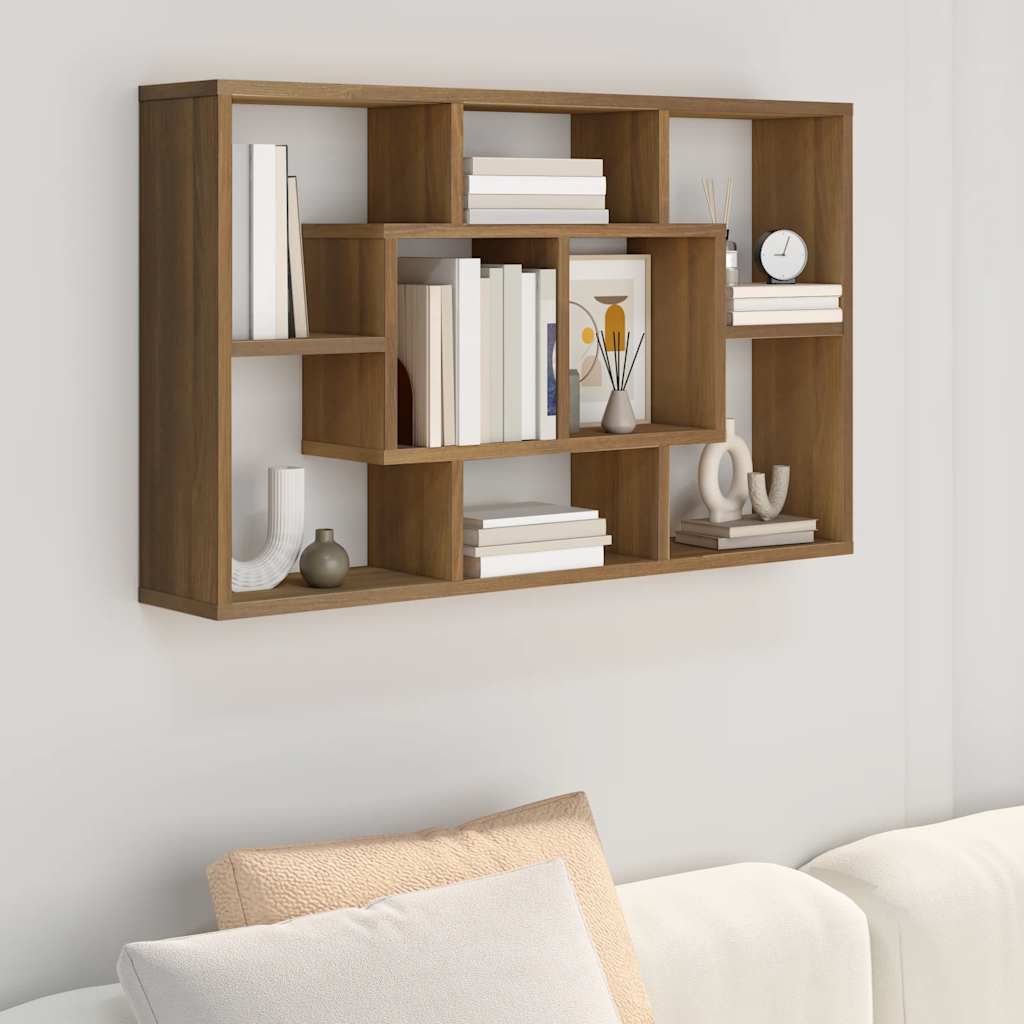 Wandschap 85x16x52,5 cm bewerkt hout bruin eikenkleur is nu te koop bij PeponiXL, paradijselijk wonen!