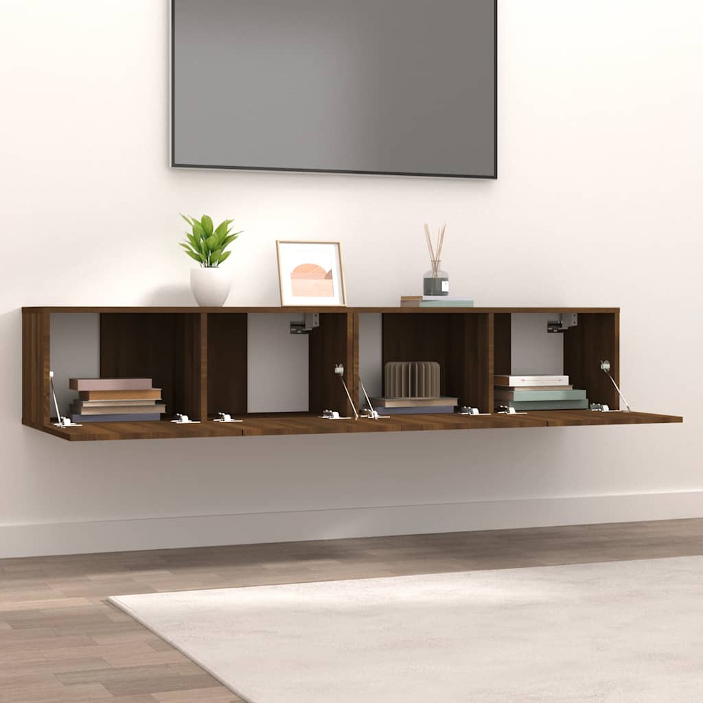Tv-meubelen 2 st 80x30x30 cm bewerkt hout bruin eikenkleur is nu te koop bij PeponiXL, paradijselijk wonen!