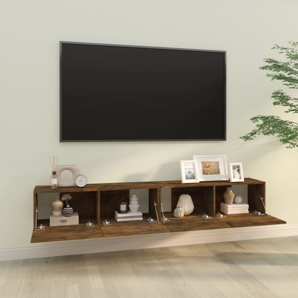 Tv-wandmeubels 2 st 100x30x30 cm bewerkt hout gerookt eiken is nu te koop bij PeponiXL, paradijselijk wonen!
