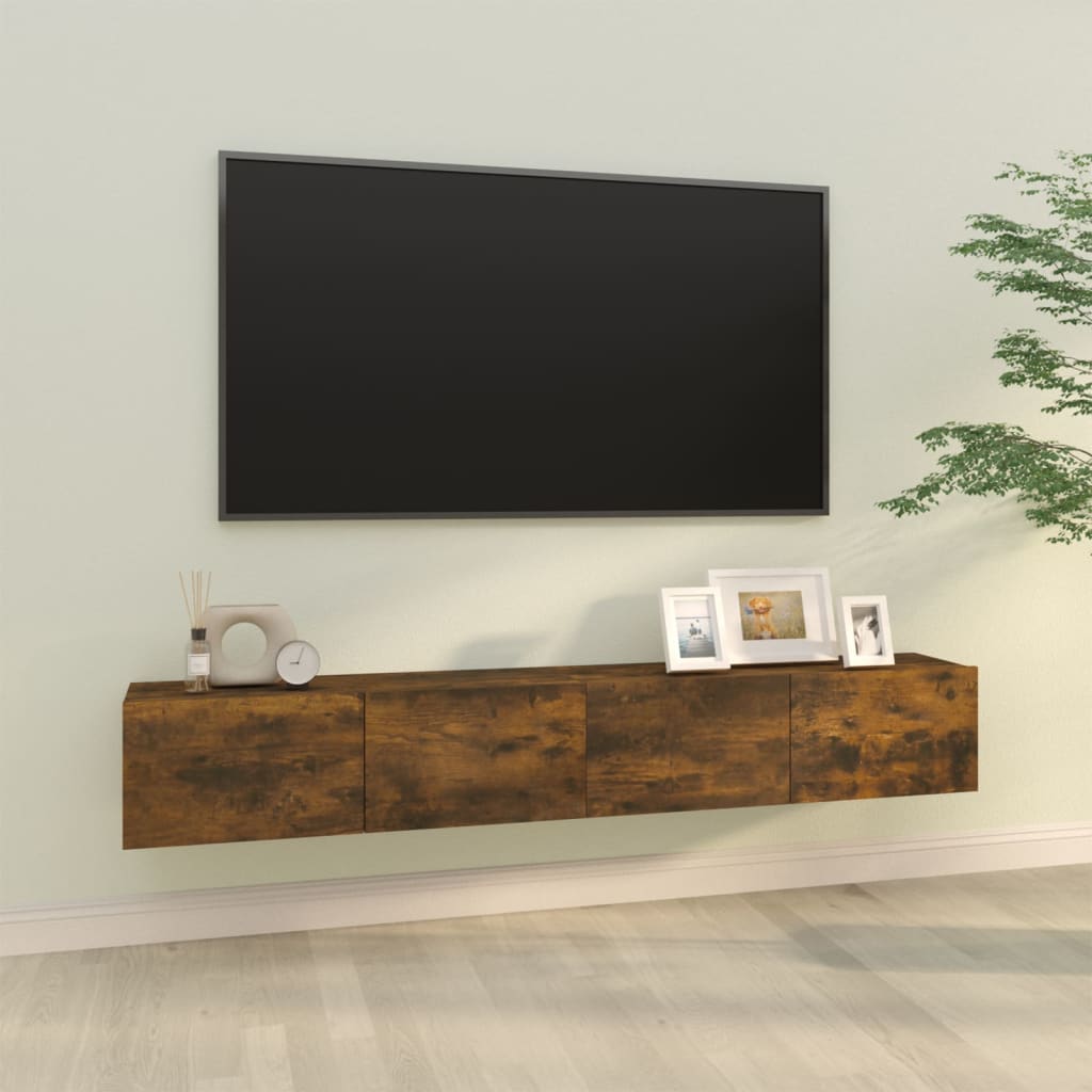 Tv-wandmeubels 2 st 100x30x30 cm bewerkt hout gerookt eiken is nu te koop bij PeponiXL, paradijselijk wonen!