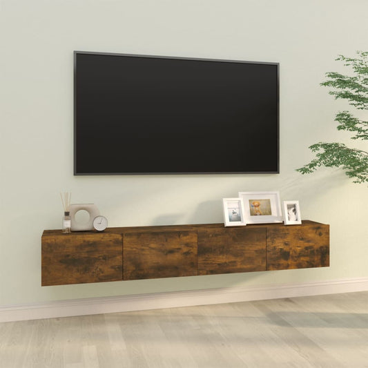 Tv-wandmeubels 2 st 100x30x30 cm bewerkt hout gerookt eiken is nu te koop bij PeponiXL, paradijselijk wonen!