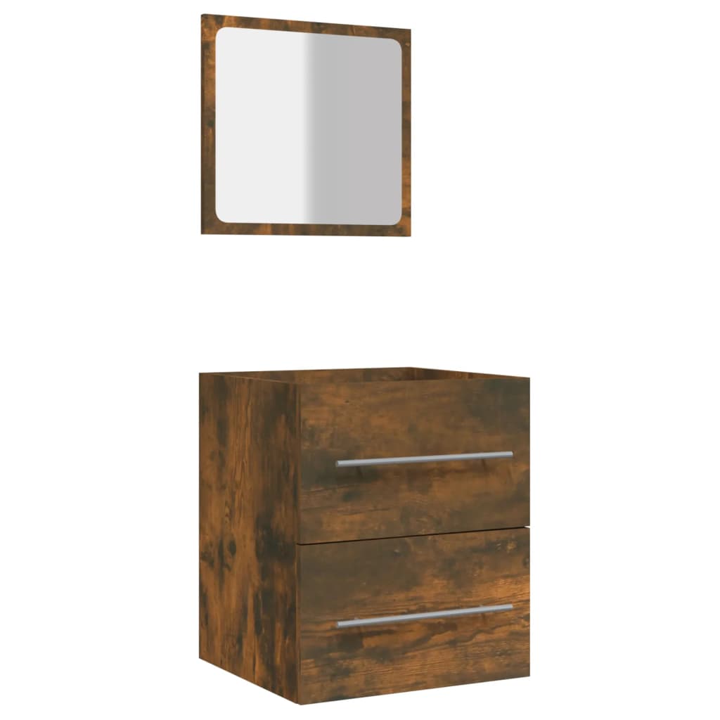 Badkamerkast met spiegel 41x38,5x48 cm gerookt eikenkleurig is nu te koop bij PeponiXL, paradijselijk wonen!