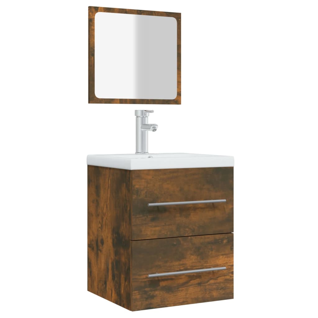 Badkamerkast met spiegel 41x38,5x48 cm gerookt eikenkleurig is nu te koop bij PeponiXL, paradijselijk wonen!