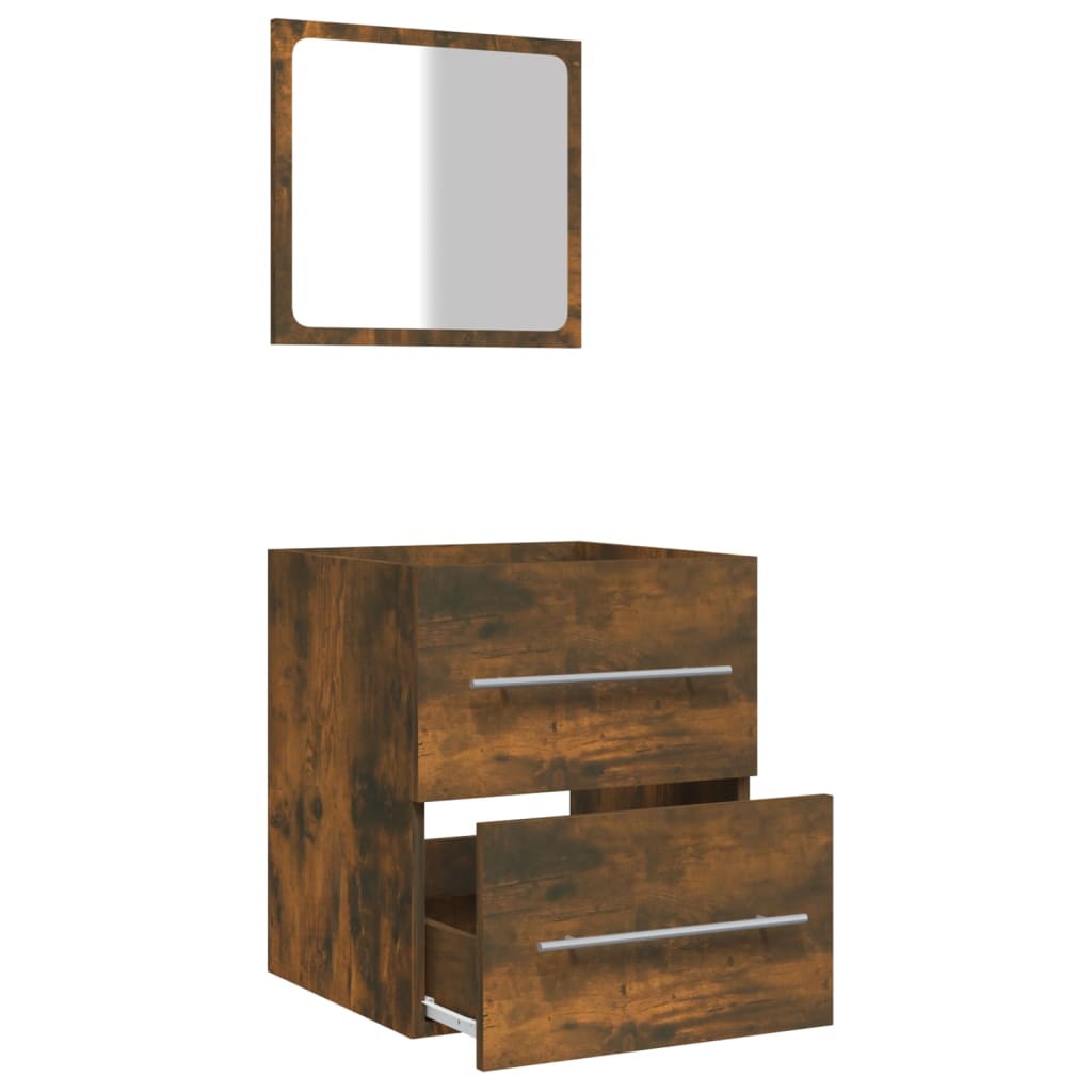 Badkamerkast met spiegel 41x38,5x48 cm gerookt eikenkleurig is nu te koop bij PeponiXL, paradijselijk wonen!