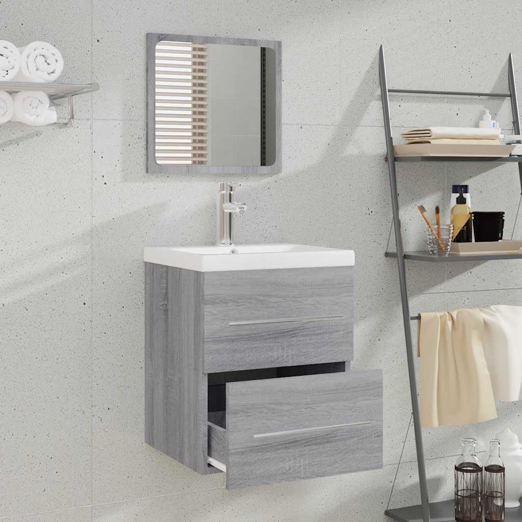 Badkamerkast met spiegel 41x38,5x48 grijs sonoma eikenkleurig is nu te koop bij PeponiXL, paradijselijk wonen!