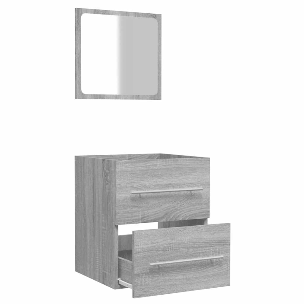 Badkamerkast met spiegel 41x38,5x48 grijs sonoma eikenkleurig is nu te koop bij PeponiXL, paradijselijk wonen!