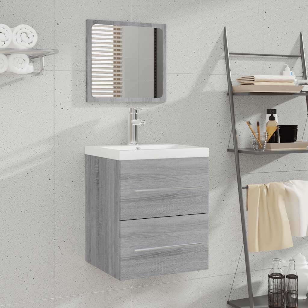 Badkamerkast met spiegel 41x38,5x48 grijs sonoma eikenkleurig is nu te koop bij PeponiXL, paradijselijk wonen!