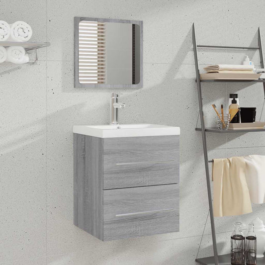 Badkamerkast met spiegel 41x38,5x48 grijs sonoma eikenkleurig is nu te koop bij PeponiXL, paradijselijk wonen!
