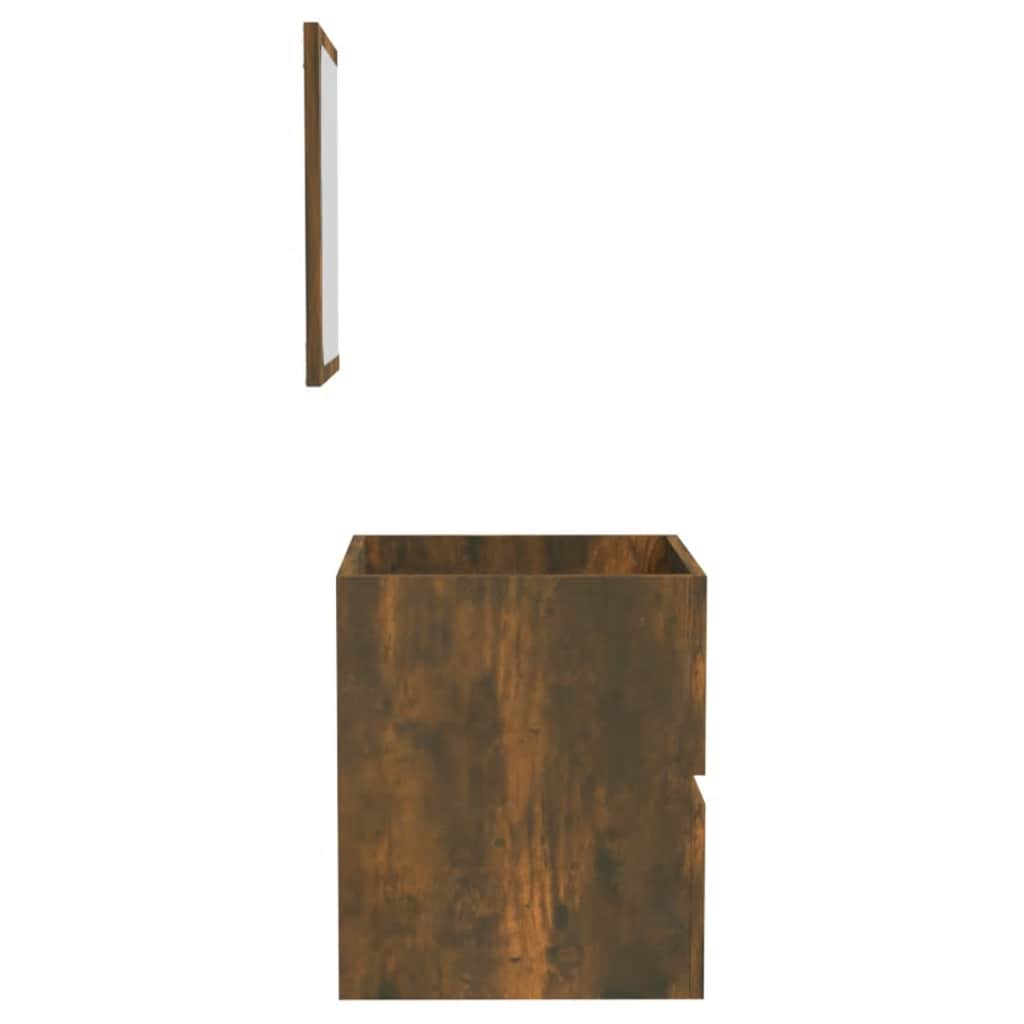 Badkamerkast met spiegel bewerkt hout gerookt eikenkleurig is nu te koop bij PeponiXL, paradijselijk wonen!