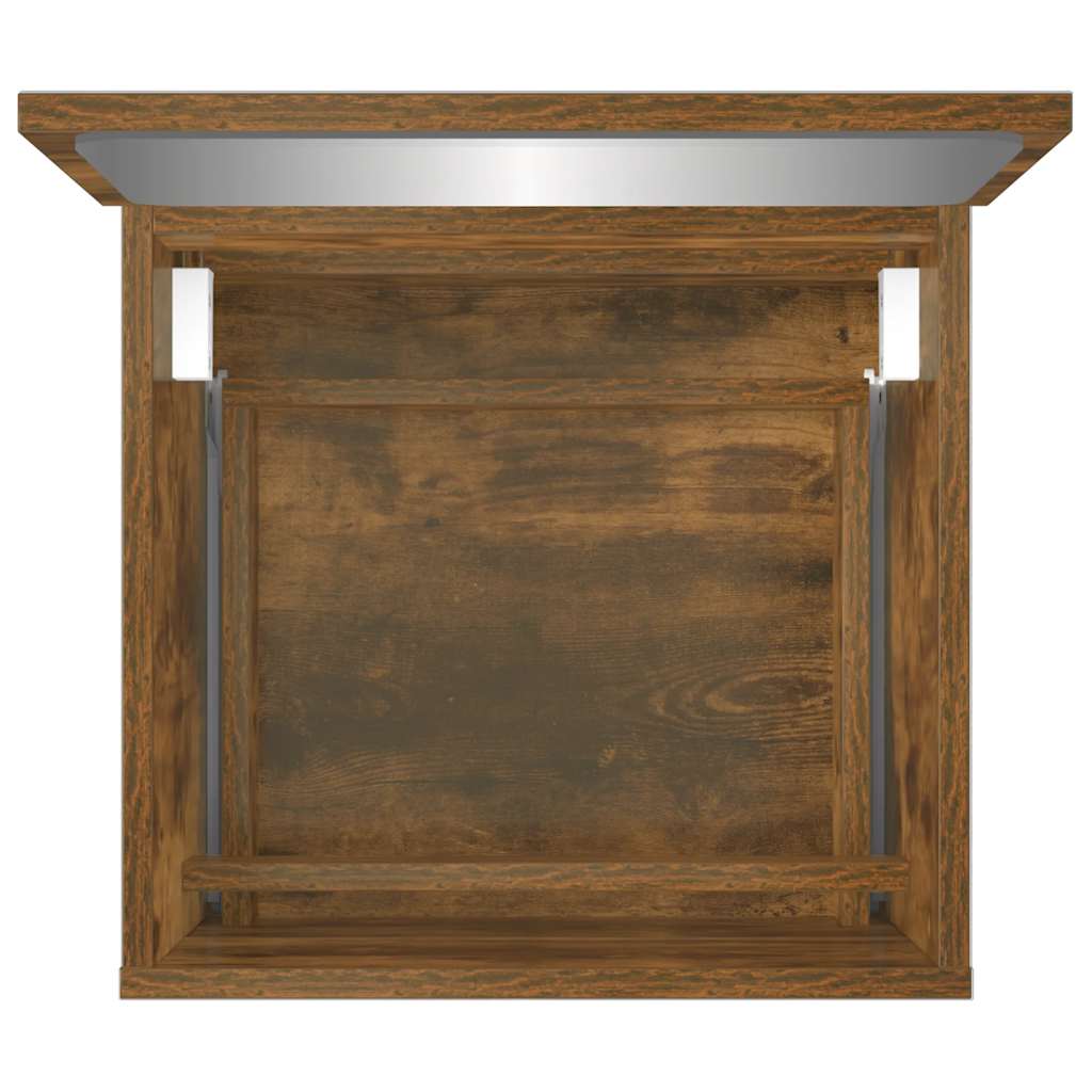 Badkamerkast met spiegel bewerkt hout gerookt eikenkleurig is nu te koop bij PeponiXL, paradijselijk wonen!