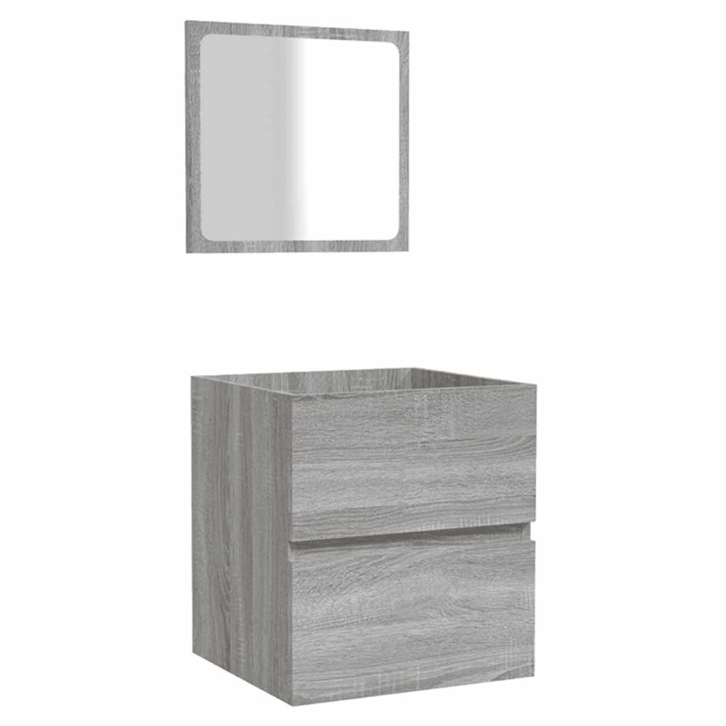 Badkamerkast met spiegel bewerkt hout grijs sonoma eikenkleurig is nu te koop bij PeponiXL, paradijselijk wonen!