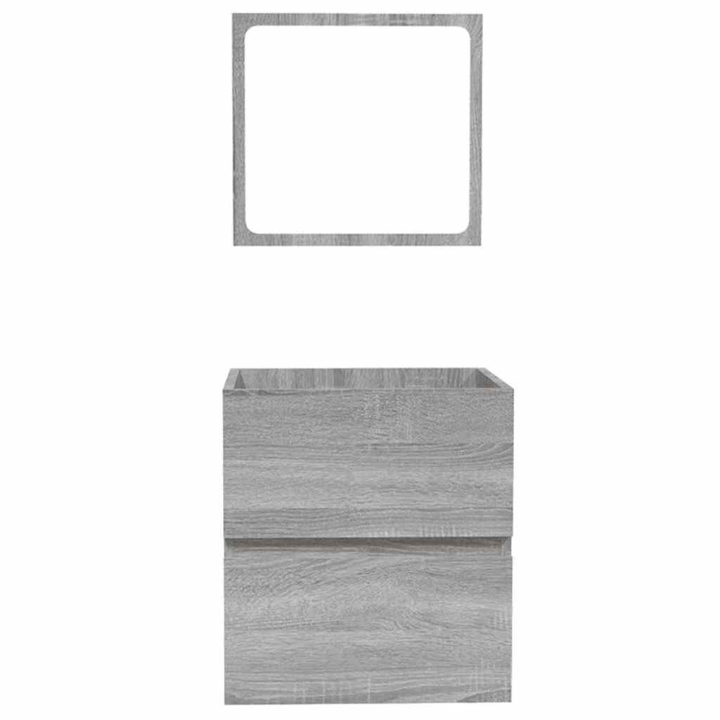 Badkamerkast met spiegel bewerkt hout grijs sonoma eikenkleurig is nu te koop bij PeponiXL, paradijselijk wonen!