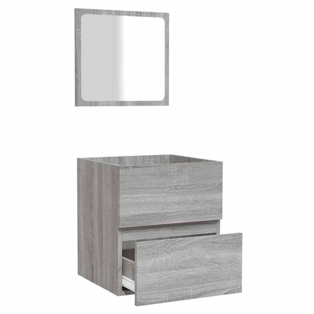 Badkamerkast met spiegel bewerkt hout grijs sonoma eikenkleurig is nu te koop bij PeponiXL, paradijselijk wonen!