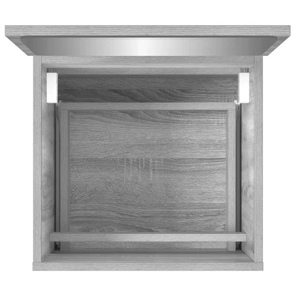 Badkamerkast met spiegel bewerkt hout grijs sonoma eikenkleurig is nu te koop bij PeponiXL, paradijselijk wonen!