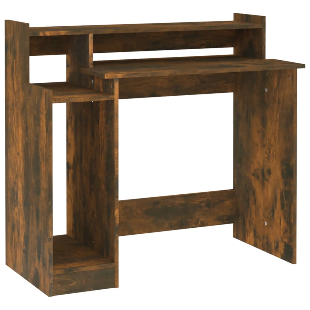 Bureau met LED-verlichting 97x45x90 cm hout gerookt eikenkleur is nu te koop bij PeponiXL, paradijselijk wonen!