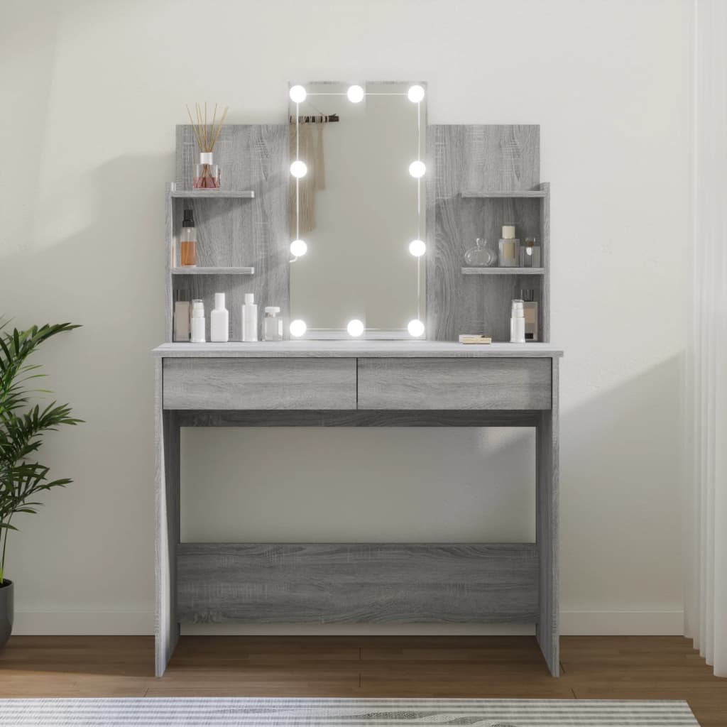 Kaptafel met LED-verlichting 96x40x142 cm grijs sonoma eiken is nu te koop bij PeponiXL, paradijselijk wonen!