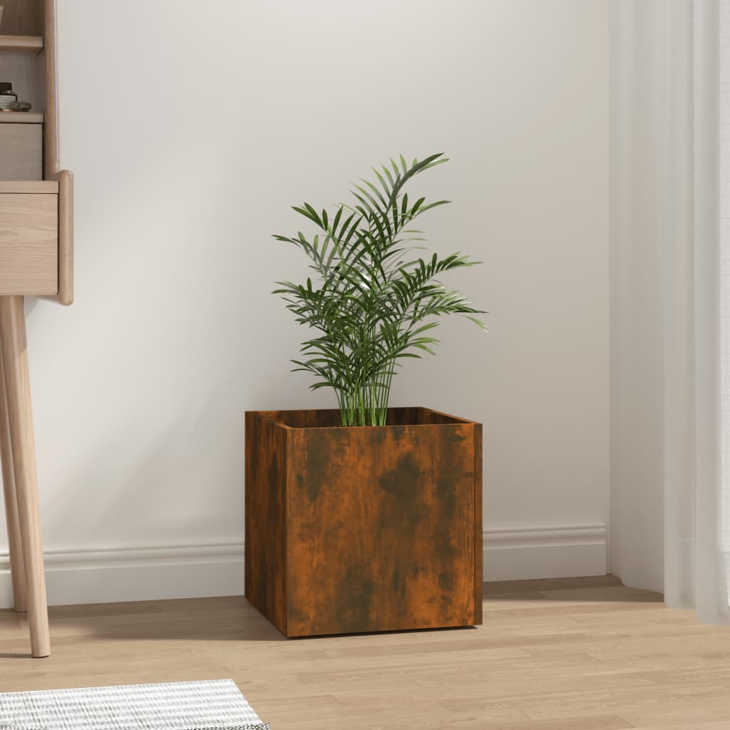 Plantenbak 40x40x40 cm bewerkt hout gerookt eikenkleurig is nu te koop bij PeponiXL, paradijselijk wonen!
