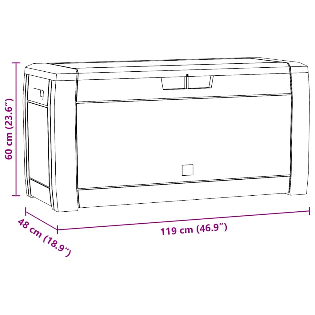 Tuinbox 119x48x60 cm polypropeen antracietkleurig is nu te koop bij PeponiXL, paradijselijk wonen!