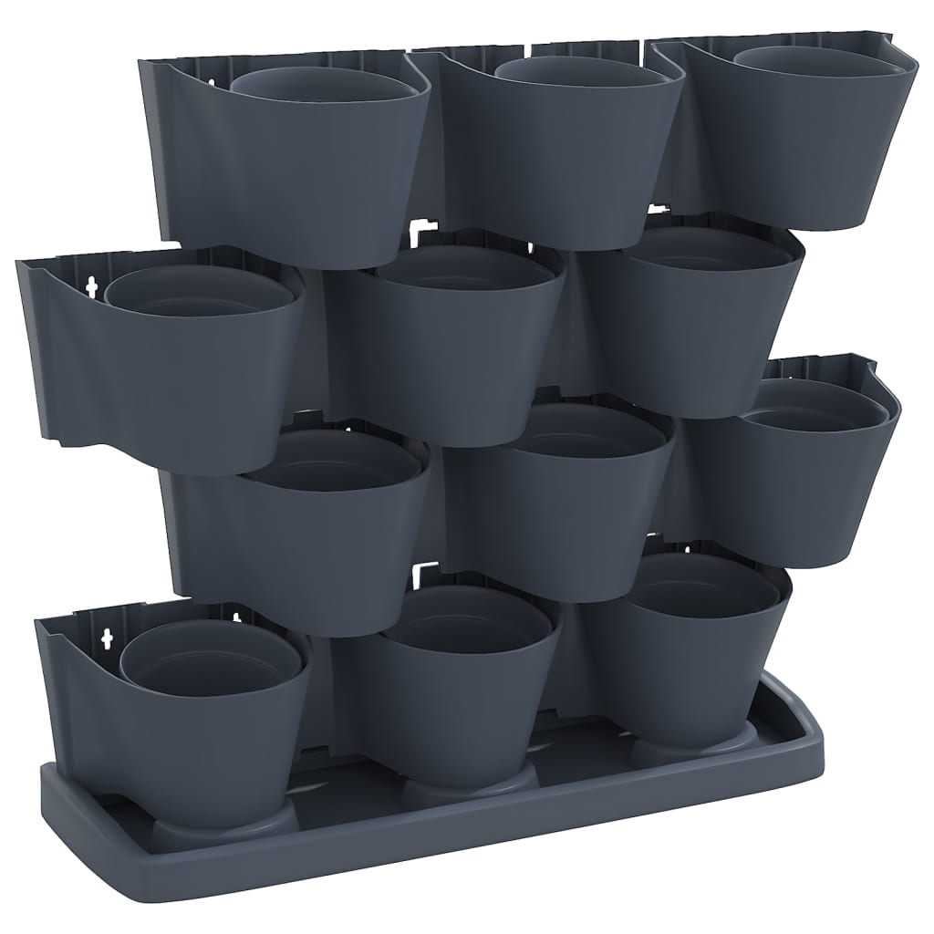 12-delige Plantenbakkenset verticaal polypropeen antracietkleur is nu te koop bij PeponiXL, paradijselijk wonen!
