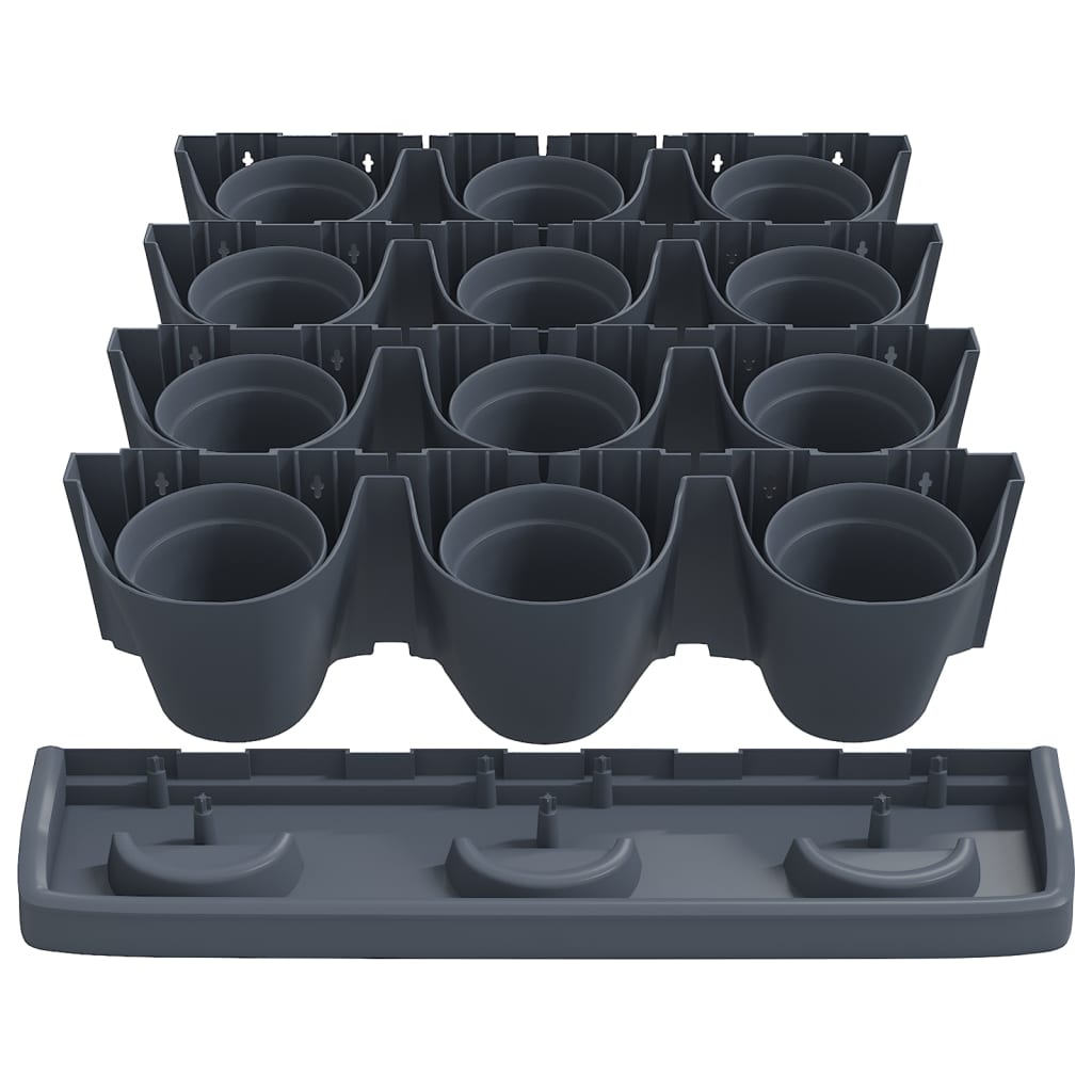 12-delige Plantenbakkenset verticaal polypropeen antracietkleur is nu te koop bij PeponiXL, paradijselijk wonen!