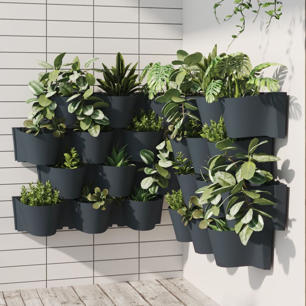 12-delige Plantenbakkenset verticaal polypropeen antracietkleur is nu te koop bij PeponiXL, paradijselijk wonen!