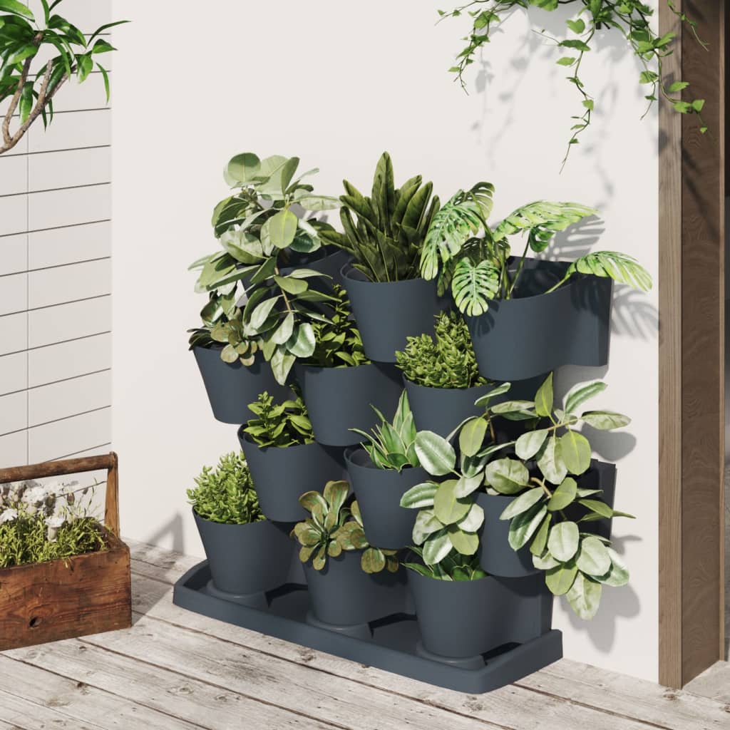 12-delige Plantenbakkenset verticaal polypropeen antracietkleur is nu te koop bij PeponiXL, paradijselijk wonen!