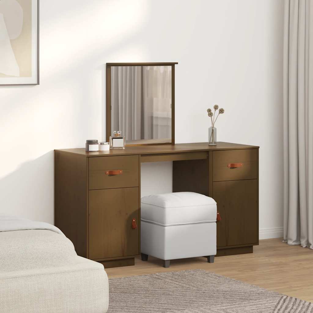 Kaptafelset met spiegel massief grenenhout honingbruin is nu te koop bij PeponiXL, paradijselijk wonen!