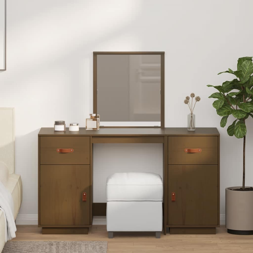 Kaptafelset met spiegel massief grenenhout honingbruin is nu te koop bij PeponiXL, paradijselijk wonen!