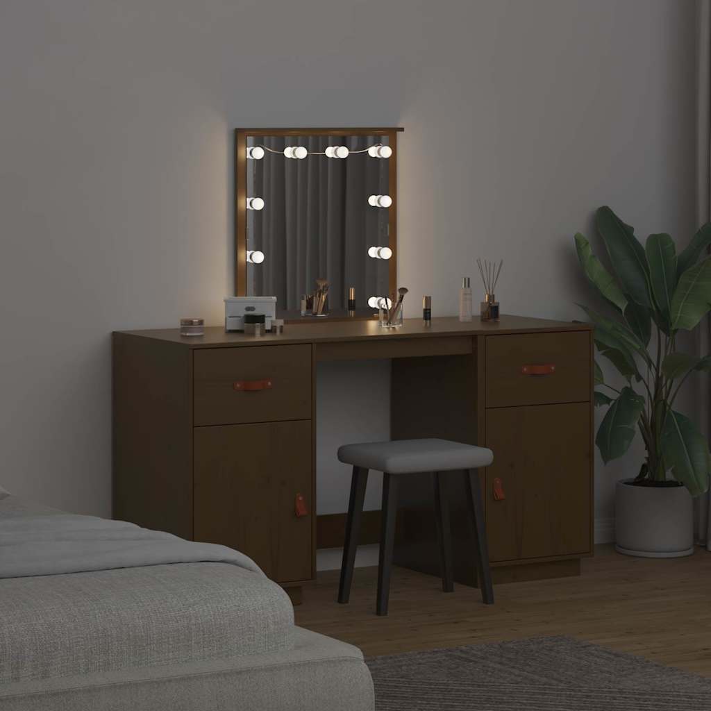 Kaptafelset met LED massief grenenhout honingbruin is nu te koop bij PeponiXL, paradijselijk wonen!