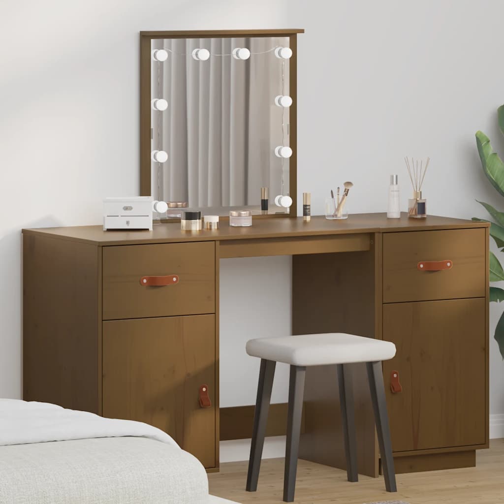 Kaptafelset met LED massief grenenhout honingbruin is nu te koop bij PeponiXL, paradijselijk wonen!